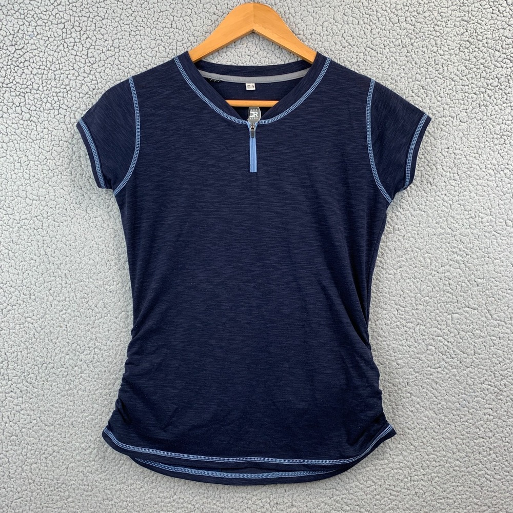 Club Ride Top Womens Small Navy Blue 1/4 Zip Rear Pockets Stretch Cycling Jersey